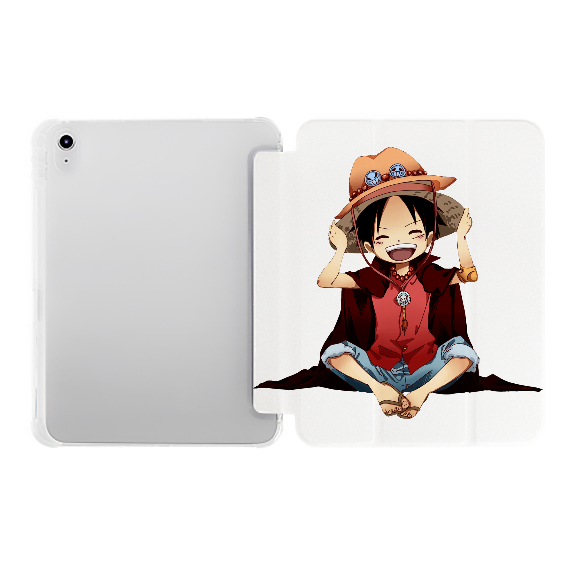 （画像用） ワンピース モンキー・D・ルフィ ONE PIECE Monkey D. Luffy IPad ケース ペン収納付き 三つ折りスタンド PUレザー×シリコン 対応機種9.5/10.5/10.9インチ